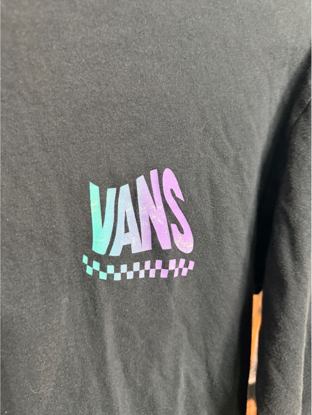 Vans Off The Wall Long Sleeve T-Shirt Small Black with Gradient Logo